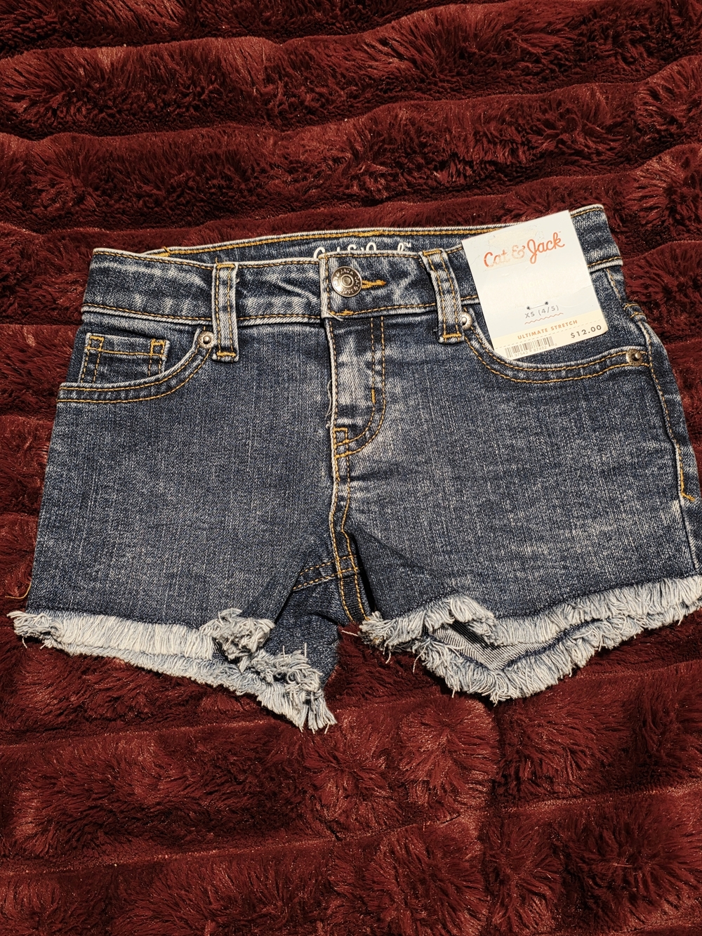 Cat & Jack Blue Denim Cutoff Shorts with Frayed Hem